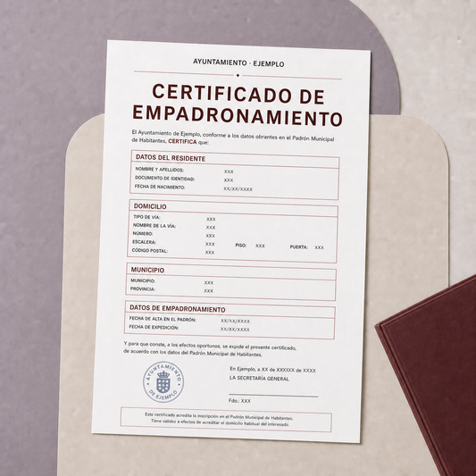 Certificado de empadronamiento español de ejemplo para traducción jurada