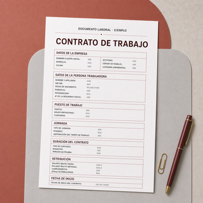 Contrato de trabajo español de ejemplo para traducción jurada